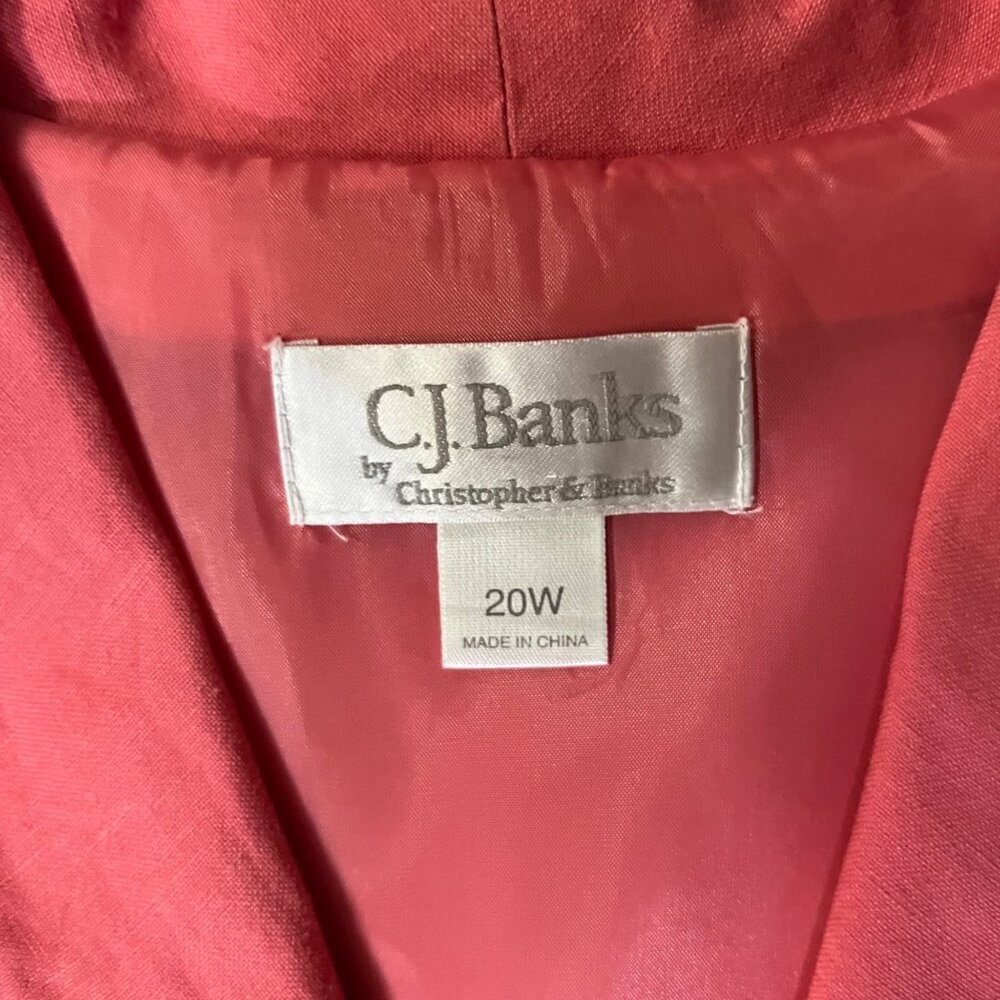 Vintage CJ Banks Linen Blend Midi Dress 20W Pink Button Front Used - Picture 7 of 16